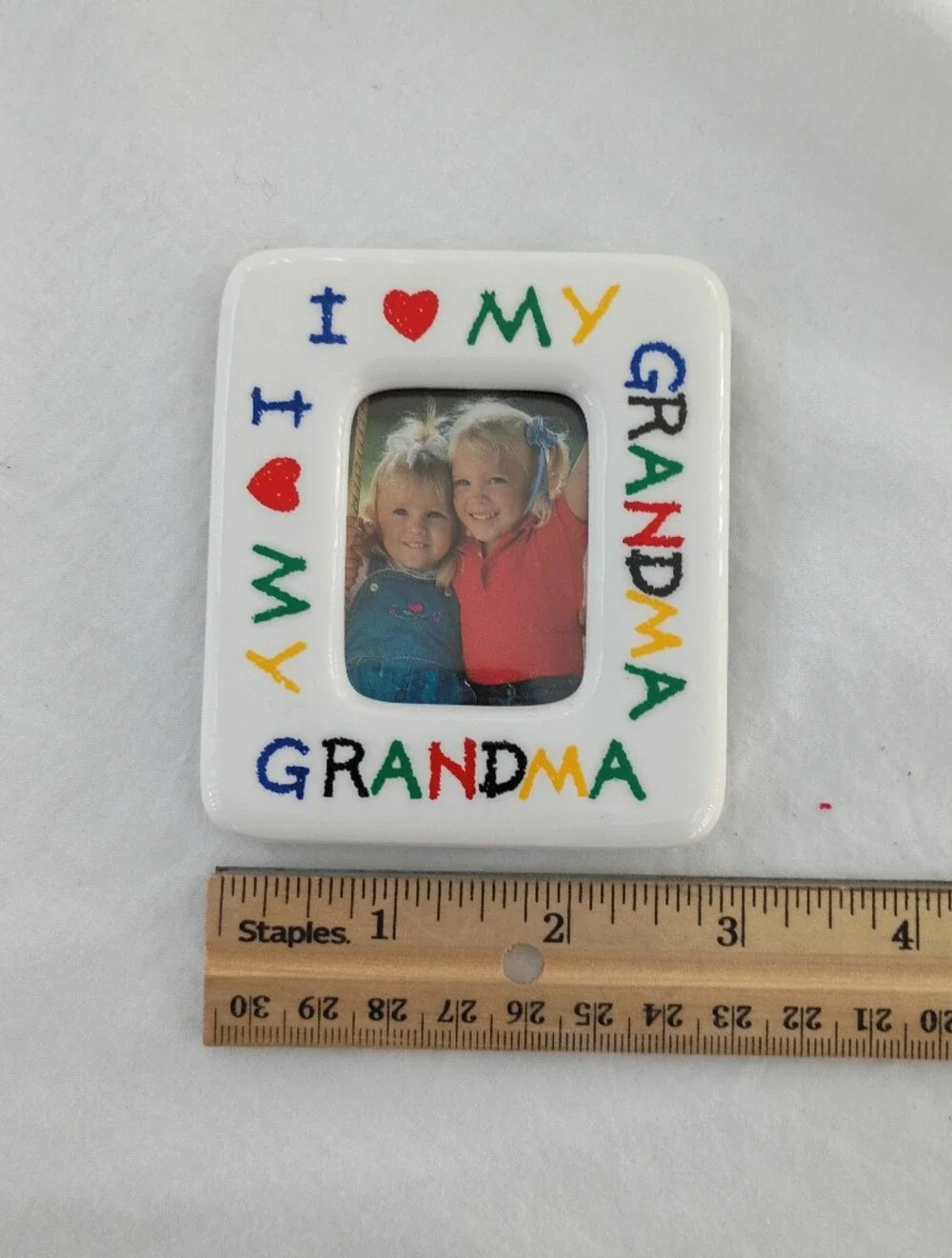 Love My Grandma Mini Ceramic Picture Frame Hand Painted Keepsake Gift Magnet x 2